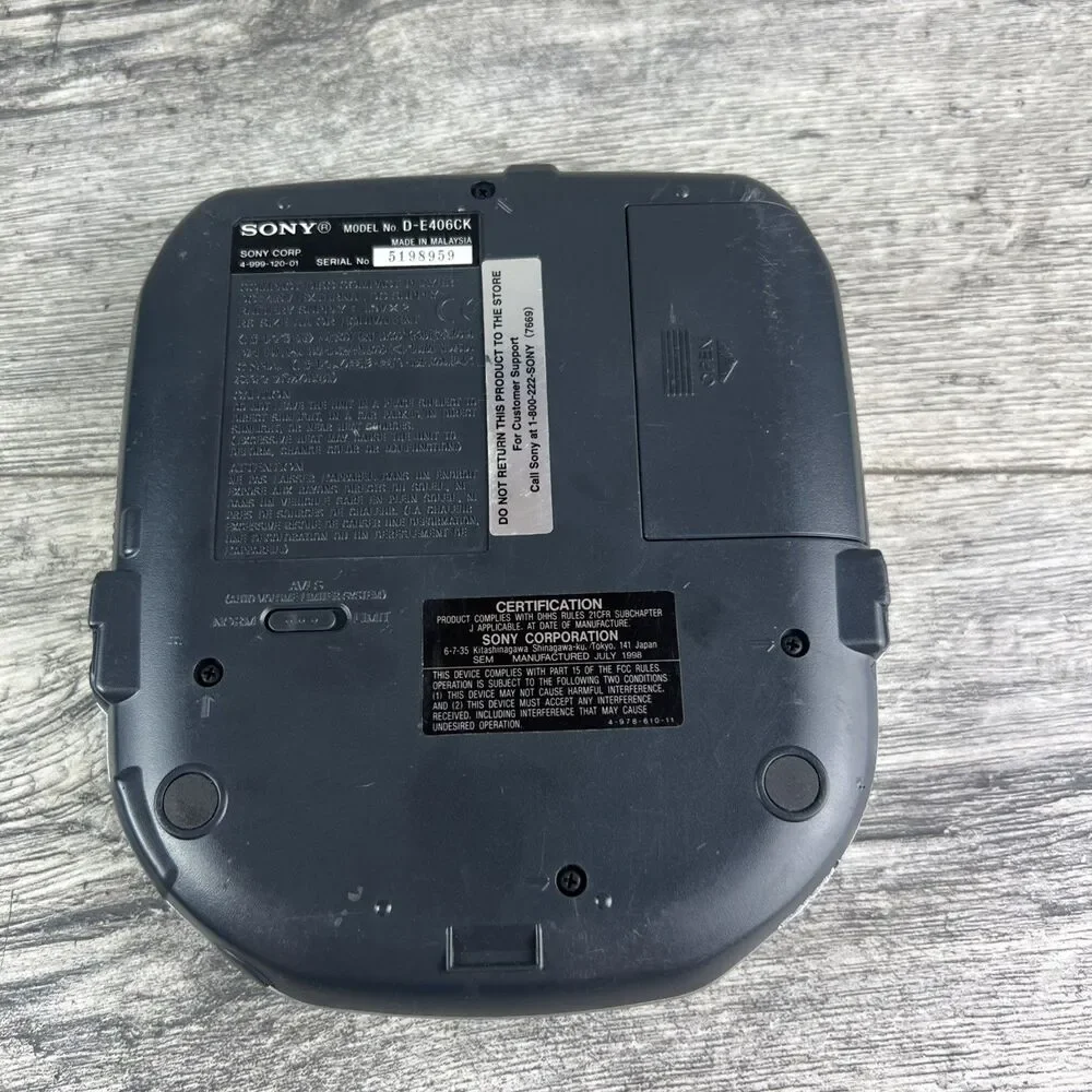 Sony Discman Portable CD Player ESP2 D-E406CK CD Powers On No Play *PARTS